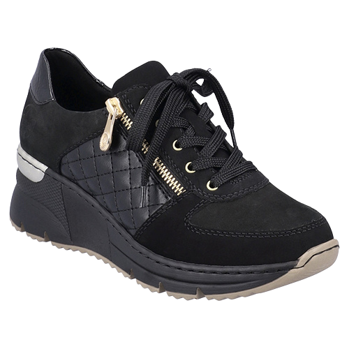 Rieker Ladies Wedge Trainers - N6314-00 - Black