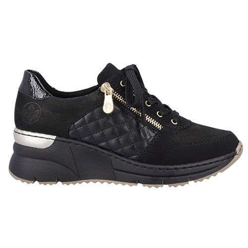 Rieker Ladies Wedge Trainers - N6314-00 - Black