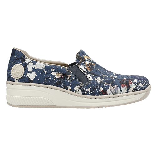 Rieker  Wide Fit Shoes - 48752-90 - Blue Floral
