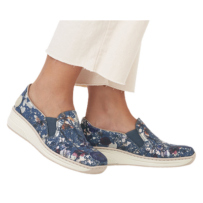 Rieker  Wide Fit Shoes - 48752-90 - Blue Floral