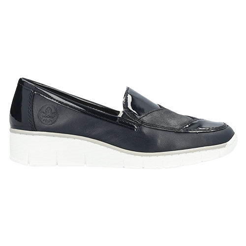 Rieker Wide Fit Wedge Shoes - 53785-00 - Navy