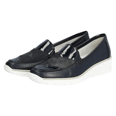 Rieker Wide Fit Wedge Shoes - 53785-00 - Navy