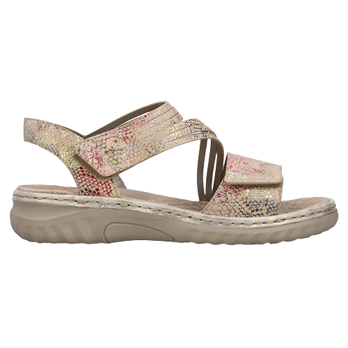 Rieker Velcro Strap Sandals - 60464-90 - Beige Multi