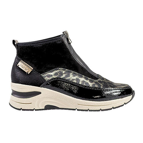 Rieker Wedge Ankle Boots - N9362-00 - Black/Pattern
