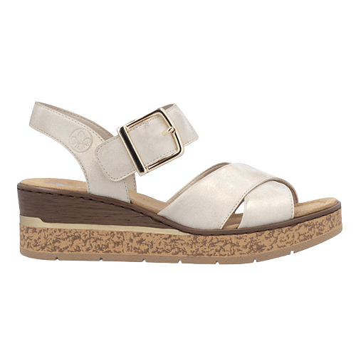 Rieker Ladies Wedge Sandals - 63795-60 - Beige