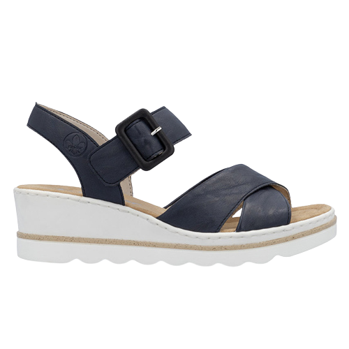 Rieker Ladies Wedge Sandals - 67463-14 - Navy