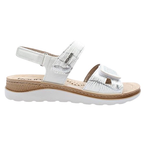 Rohde Ladies Velcro Strap Sandals - 1306 - Off White/Silver