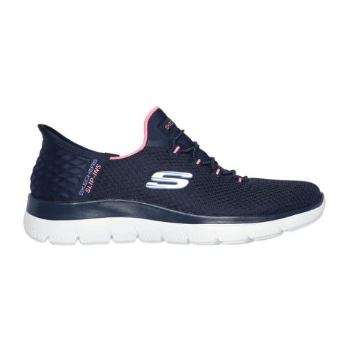 Skechers Ladies Slip In Trainers - 150123 - Navy/Pink