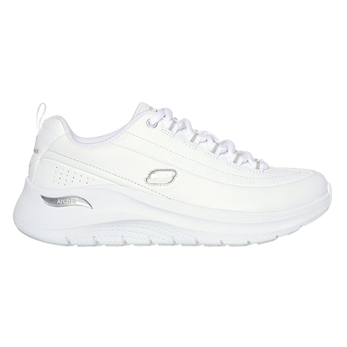 Skechers Ladies Arch Fit Trainers - 150061 - White/Silver