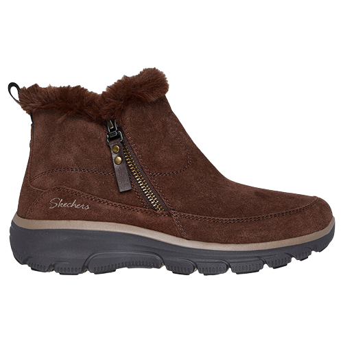 Skechers Ladies Fur Zip-Up Ankle Boot- 167862 -Brown