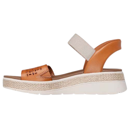 Skechers Ladies Slip In Wedge Sandals - 114415 - Tan