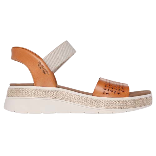 Skechers Ladies Slip In Wedge Sandals - 114415 - Tan