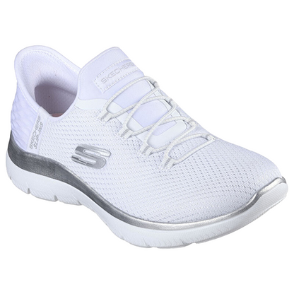 Skechers Ladies Slip In Trainers - 150123 - White/Silver