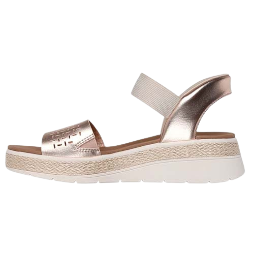 Skechers Ladies Slip In Wedge Sandals - 114415 - Rose Gold