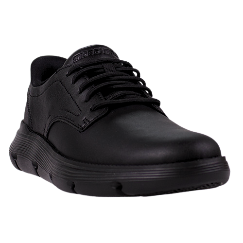 skechers mens black leather trainers