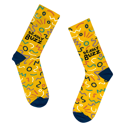 Socksciety Socks - Deadly Buzz - Yellow Multi