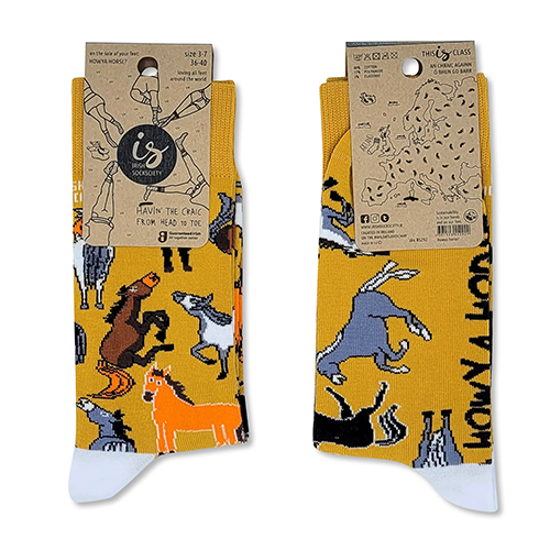 Socksciety Socks - Howya Horse - Mustard Multi
