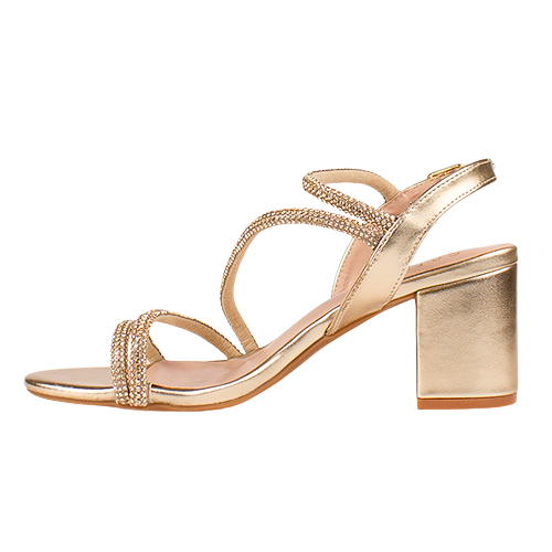 Sorento Ladies Block Heeled Sandals - Dell Lea - Gold