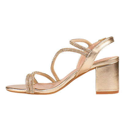 Sorento Ladies Block Heeled Sandals - Dell Lea - Gold