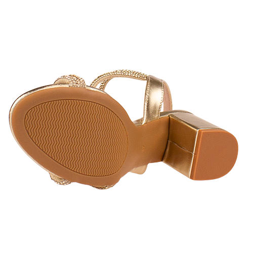 Sorento Ladies Block Heeled Sandals - Dell Lea - Gold