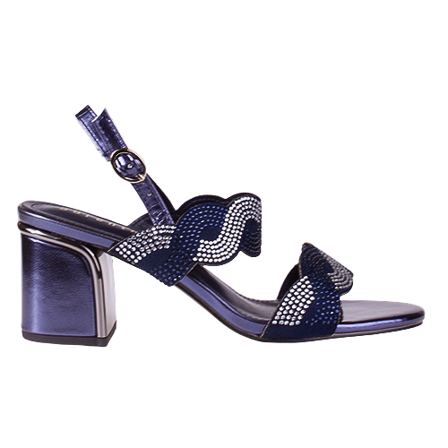 Sorento Block Heeled Sandals - Kinnitty - Navy