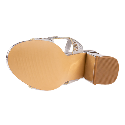 Sorento Block Heeled Sandals - Kinnitty - Silver