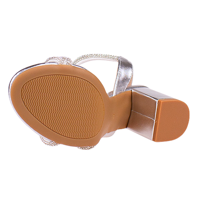 Sorento Ladies Block Heeled Sandals - Dell Lea - Silver