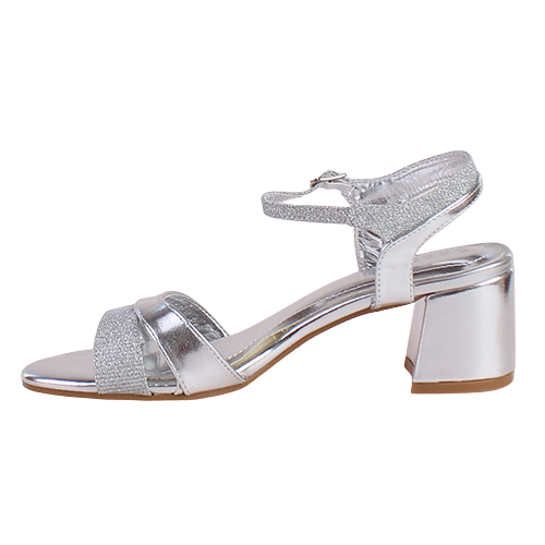 Sorento Ladies Block Heeled Sandals - Randles - Silver