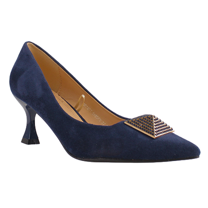 Sorento Dressy Heeled Pumps- Secret Garden - Navy