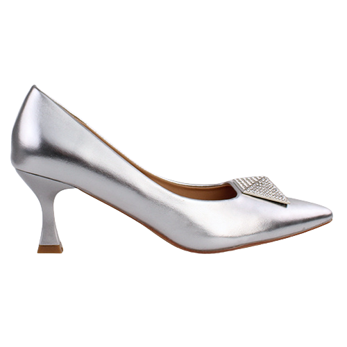 Sorento Dressy Heeled Pumps - Secret Garden - Silver