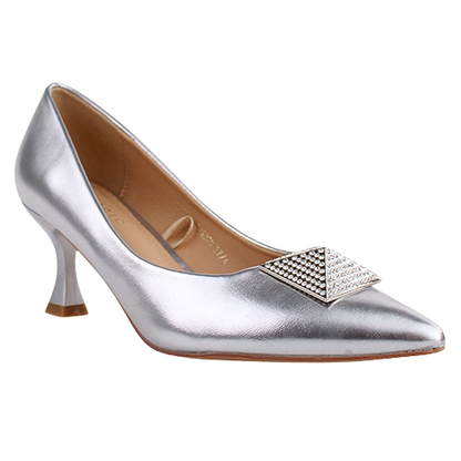 Sorento Dressy Heeled Pumps - Secret Garden - Silver