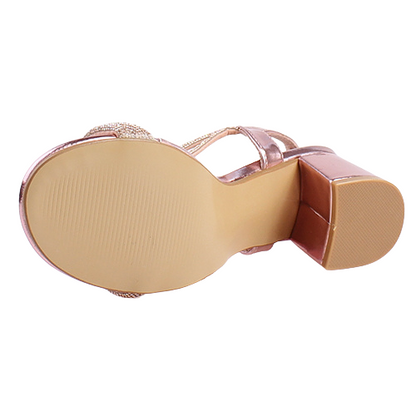 Sorento  Block Heeled Sandals - Gweedore - Rose Gold