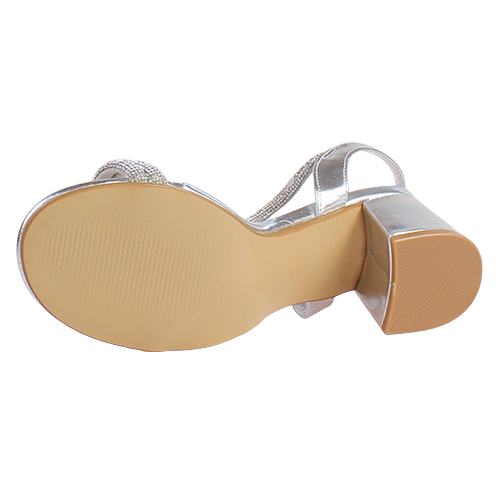 Sorento  Block Heeled Sandals- Gweedore - Silver