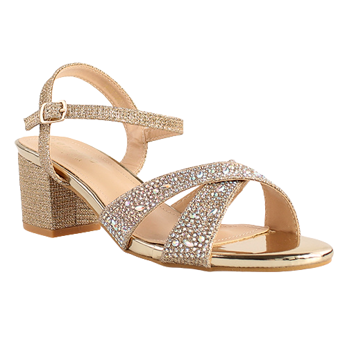 Sorento Block Heeled Sandals - Westgrove - Gold