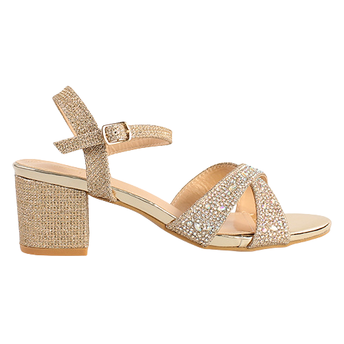 Sorento Block Heeled Sandals - Westgrove - Gold