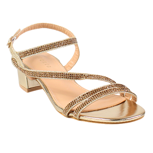Sorento Ladies Block Heeled  Sandals- Killruddey - Gold