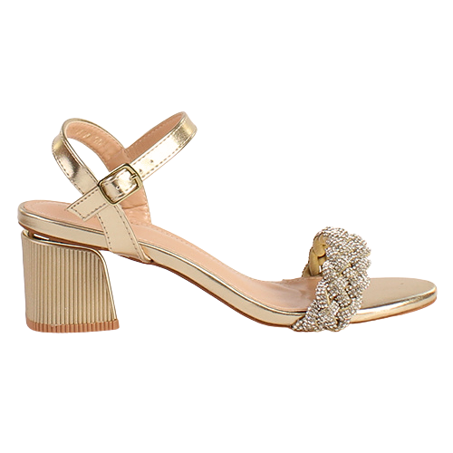 Sorento Block Heeled  Sandals - Roganstown - Gold