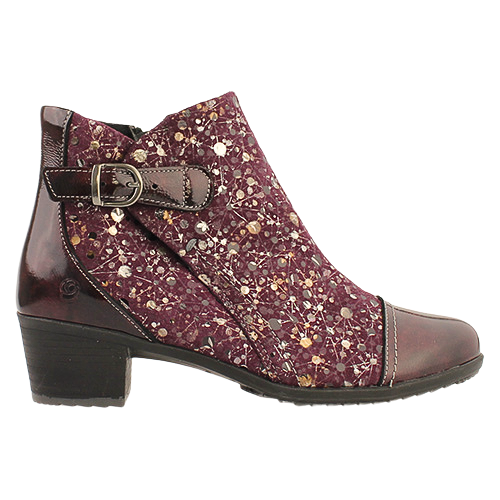 Suave Block Heeled Ankle Boots - Pamela - Burgundy