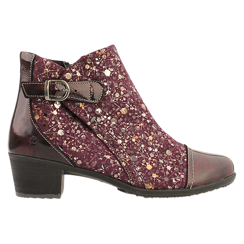 Suave  Block Heeled Ankle Boots - Pamela - Burgundy