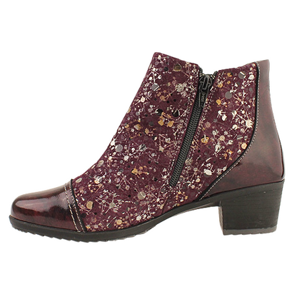 Suave  Block Heeled Ankle Boots - Pamela - Burgundy