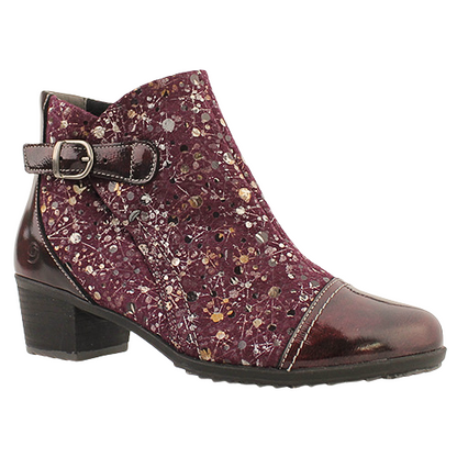 Suave  Block Heeled Ankle Boots - Pamela - Burgundy