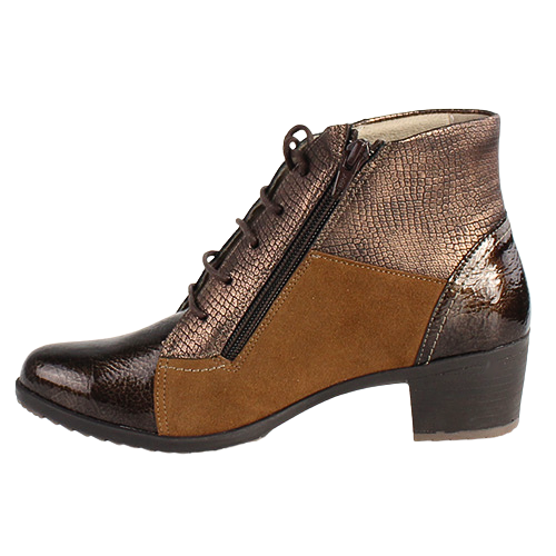 Suave  Block Heeled Ankle Boots - Pace - Brown Multi