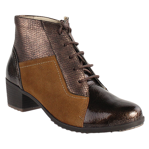 Suave  Block Heeled Ankle Boots - Pace - Brown Multi