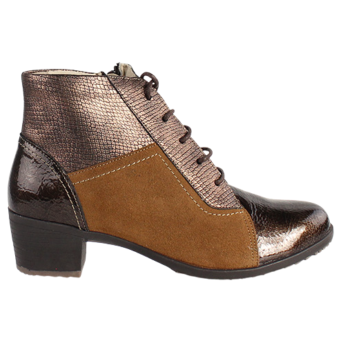 Suave  Block Heeled Ankle Boots - Pace - Brown Multi