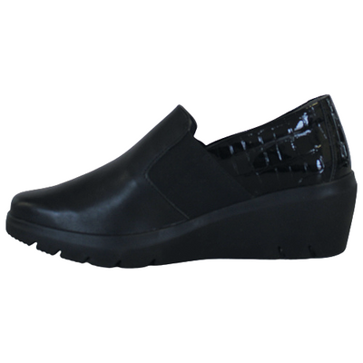 Suave Ladies Wedge Slip On Shoes - Joco - Black