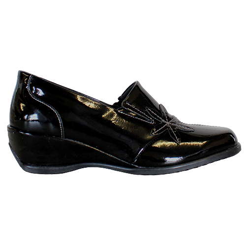 Suave Slip On Wedge Shoes - Rose - Black Patent