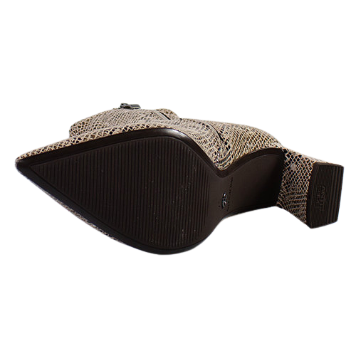 Tamaris  Block Heeled Ankle Boots - 25315-45 - Beige Snake