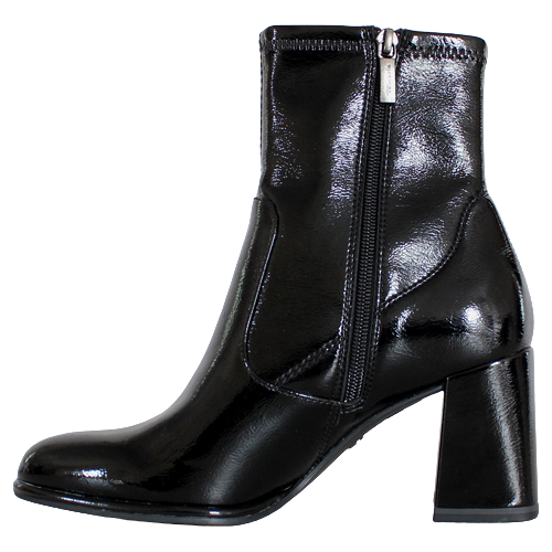 Tamaris Block Heeled Ankle Boots 25357-41 Black Patent