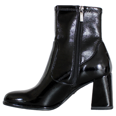 Tamaris   Block Heeled Ankle Boots - 25357-41 - Black Patent