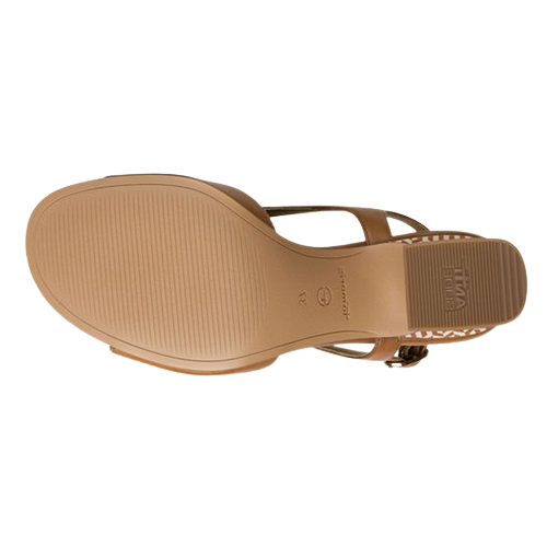 Tamaris Ladies Block Heeled Sandals - 28316-44 - Tan